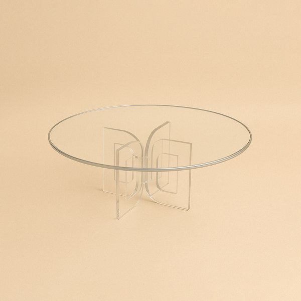 HO-832RD-ST Acrylic Round Cake Plate with Silver Line - 9cm (H) x 24cm (D)