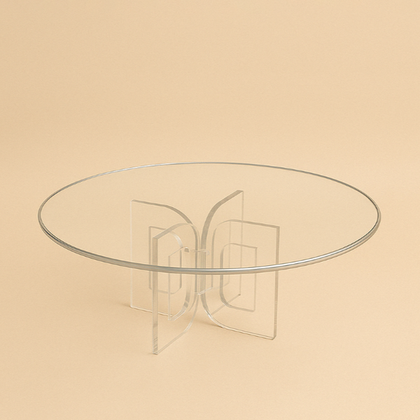 HO-832RD-MT Acrylic Round Cake Plate with Silver Line - 11cm (H) x 29cm (D)