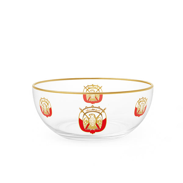 WHB16-G Abu Dhabi Logo Wash Bowl – 20 cm (D) × 8 cm (H) – Clear Glass with Gold Rim Finish