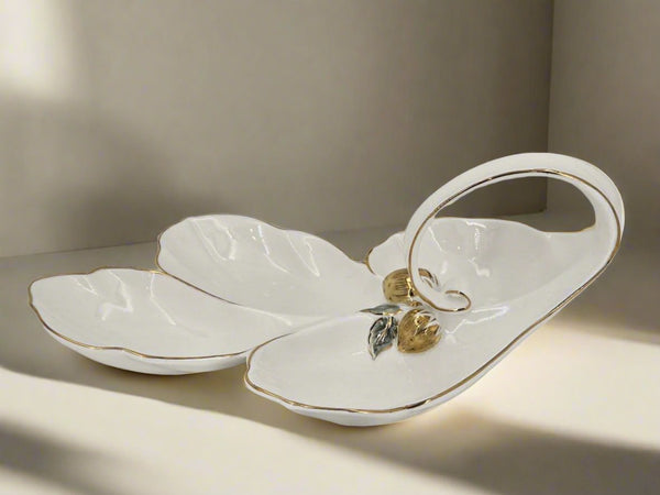 Brd-407 Ceramic 4-Comb Snack Bowl