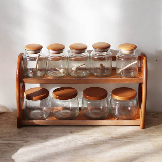 GER6208 Glass Storage Jar With Wooden Rack