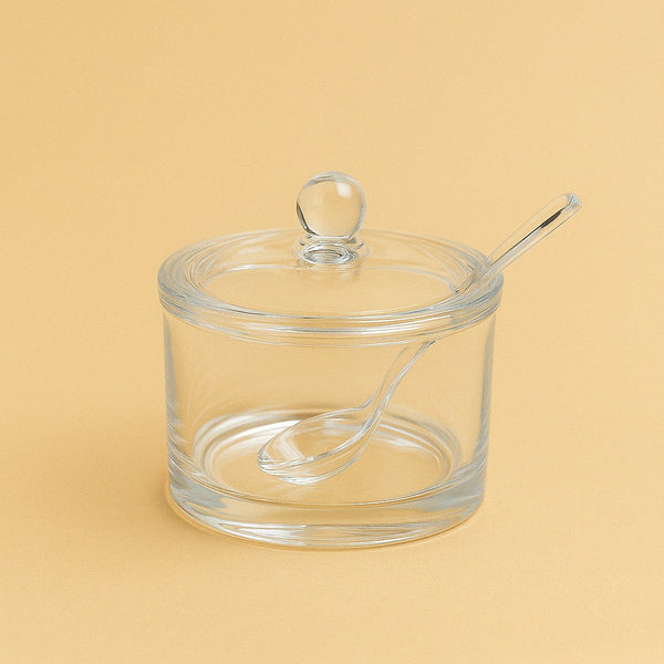HS-B044 Acrylic Seasoning Pot with Spoon – 9cm (D) x 6cm (H) and Spoon: 12cm