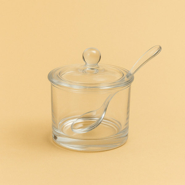 HS-N361 Acrylic Spice Jar with Spoon – 8cm (D) x 12cm (H)  and Spoon: 12cm