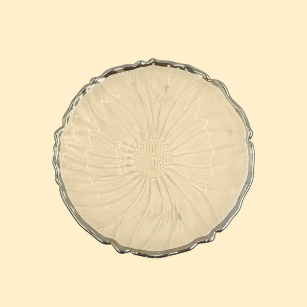 SJ614-B Glass Plate with Silver Rim - 17cm (D)