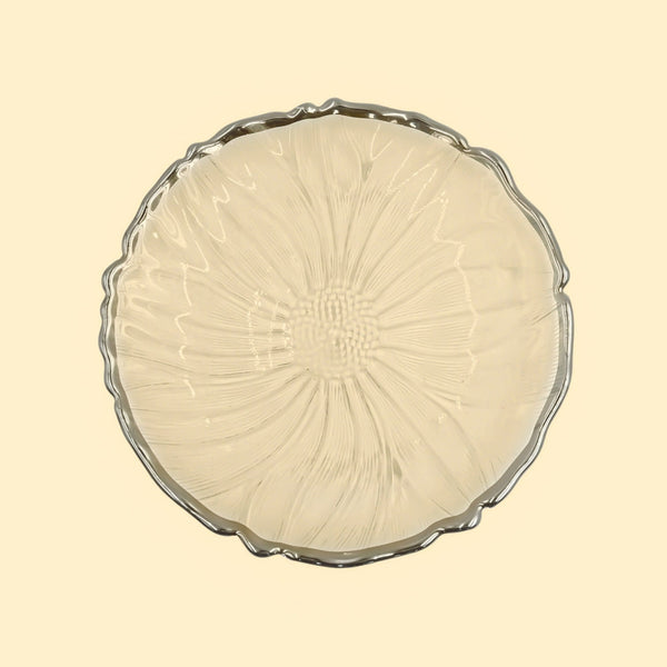 SJ613-B Glass Plate with Silver Rim - 21cm (D)