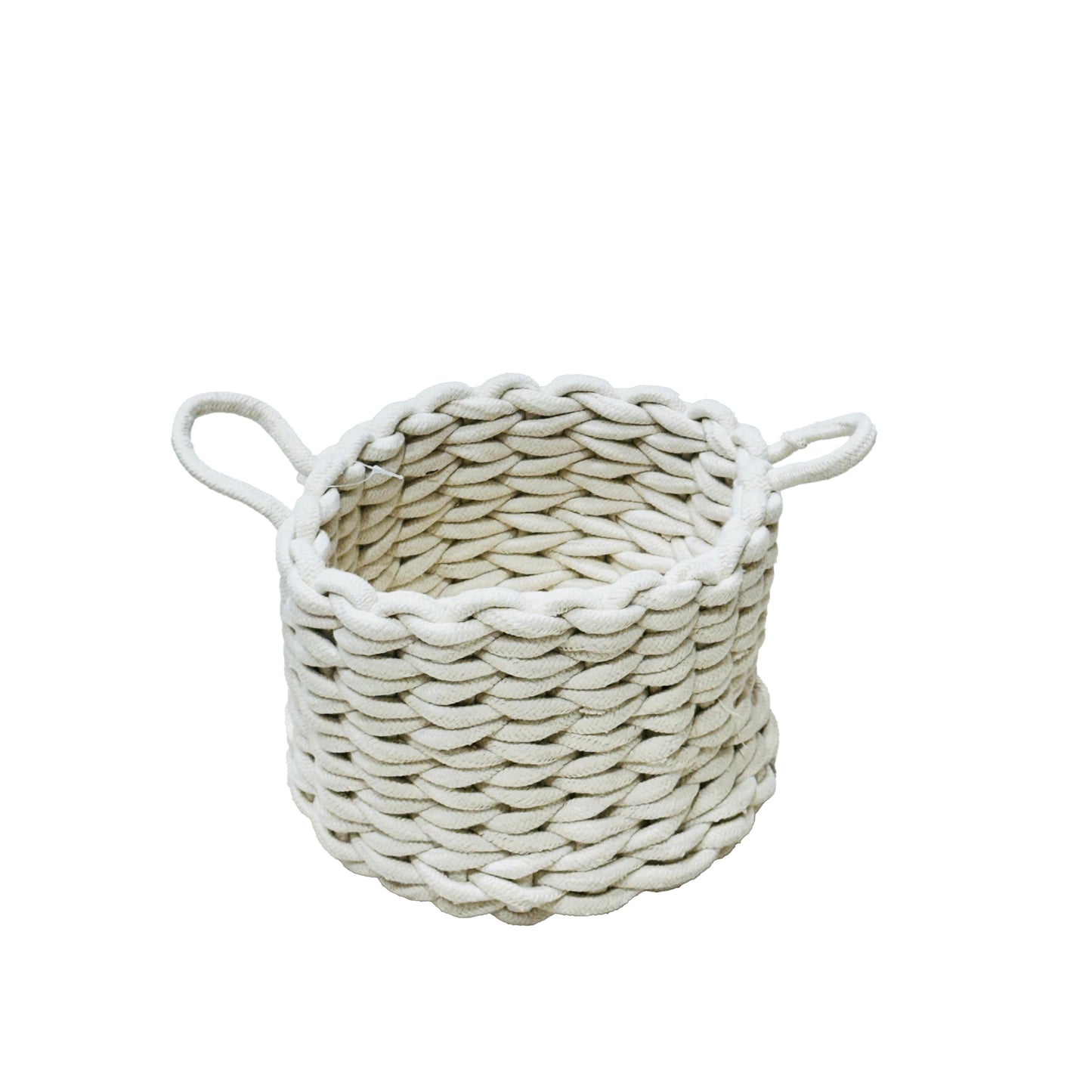 07-9 COTTON Rope Basket Round With Handle