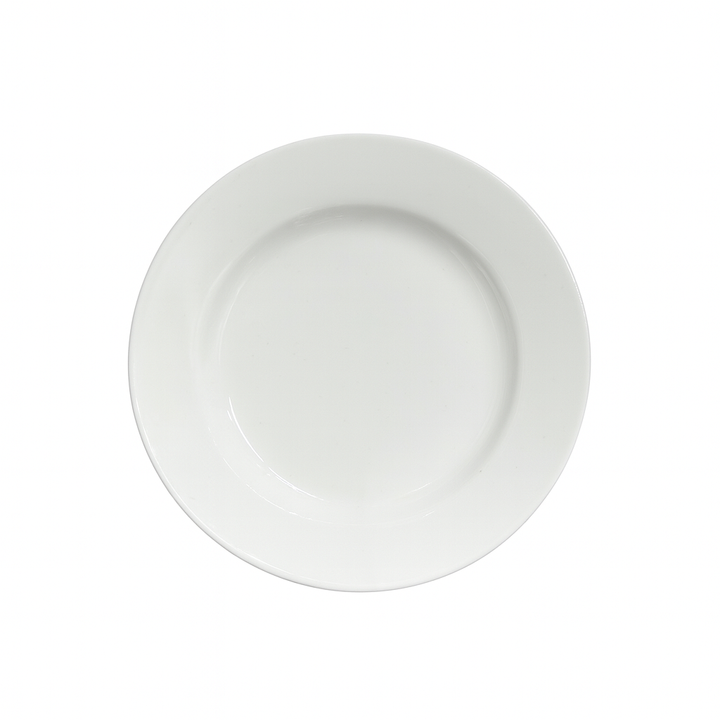White ceramic plate on a white background