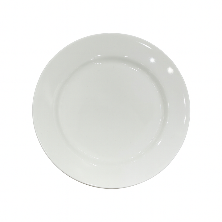 White ceramic plate on a white background