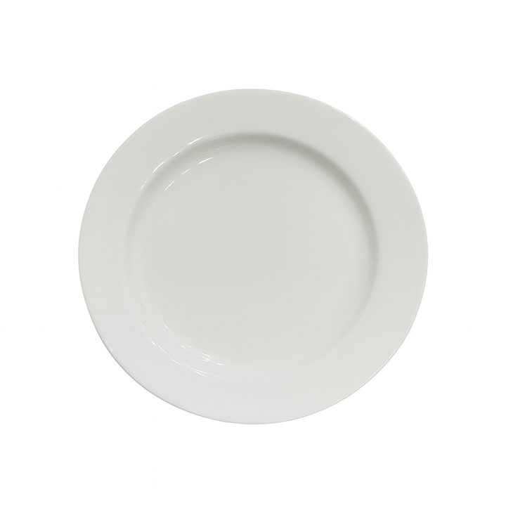 White ceramic plate on a white background