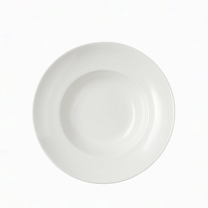 White ceramic plate on a white background