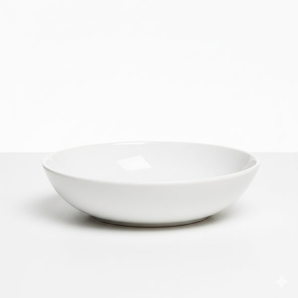 White ceramic bowl on a white background