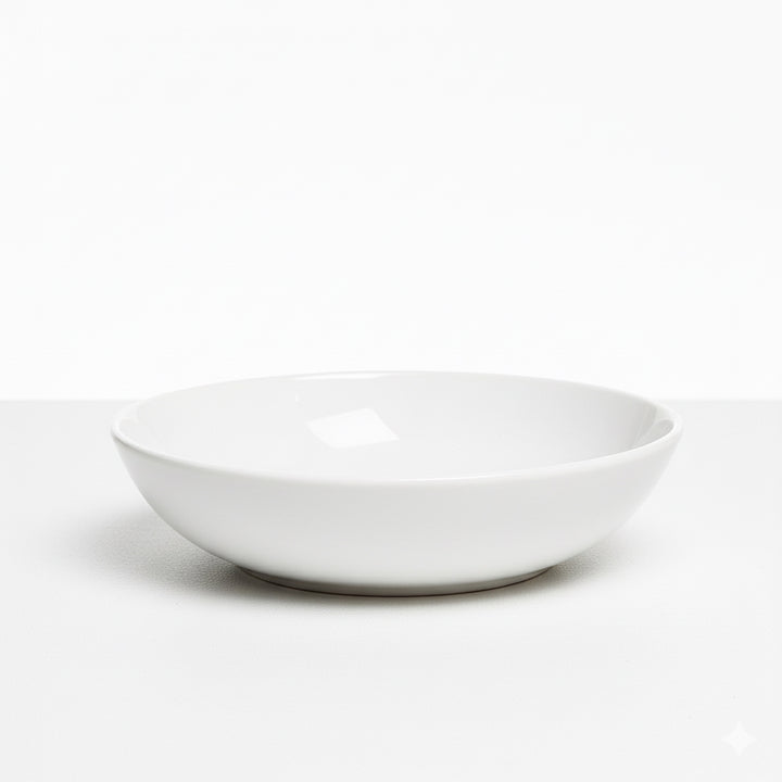 White ceramic bowl on a white background