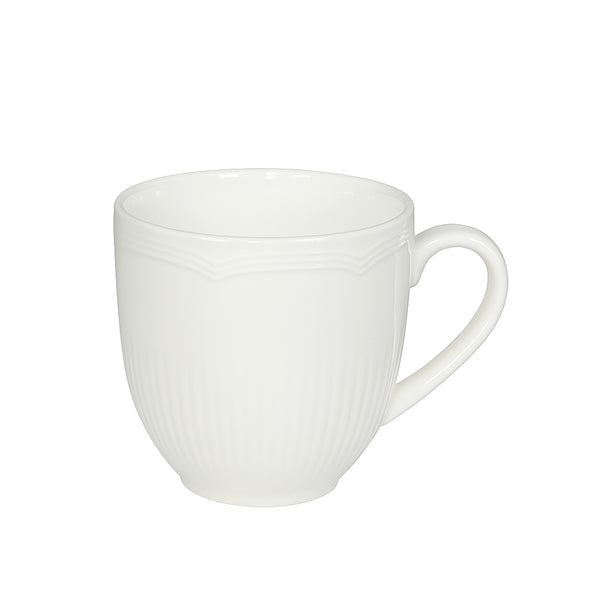 White ceramic mug on a white background
