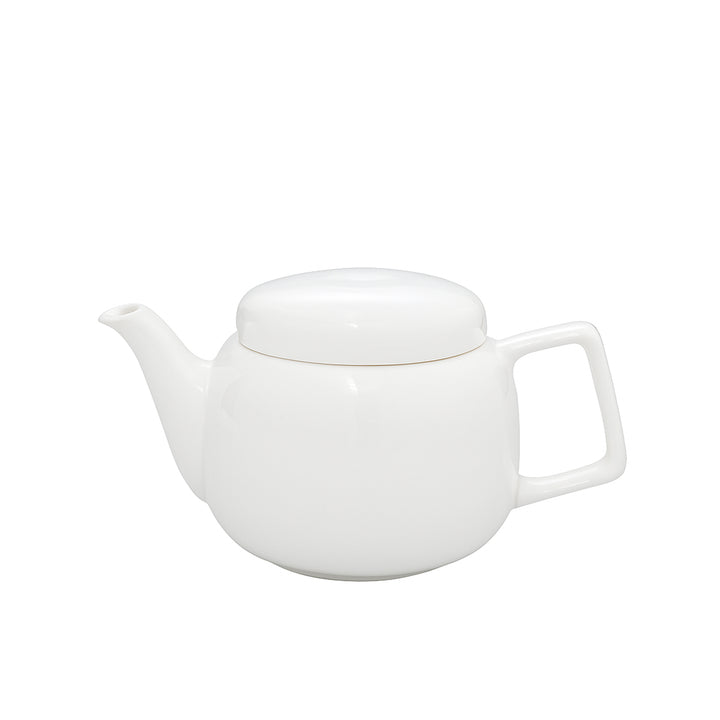 White ceramic teapot on a white background