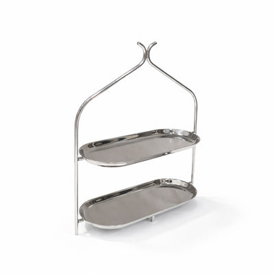 A7-1 2-Tier Stainless Steel Cake Stand – Oval Trays with Polished Silver Finish | Siddiq Gifts – Mussafah Abu Dhabi