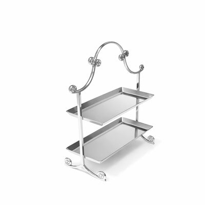 A7-3 2-Tier Stainless Steel Cake Stand – Rectangular Trays with Decorative Handle | Siddiq Gifts – Mussafah Abu Dhabi