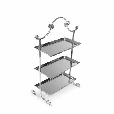 A7-4 3-Tier Stainless Steel Cake Stand – Rectangular Trays with Decorative Handle | Siddiq Gifts – Mussafah Abu Dhabi