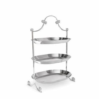 A7-6 Stainless Steel 3-Tier Cake Stand – Oval Trays with Polished Silver Finish | Siddiq Gifts – Mussafah Abu Dhabi