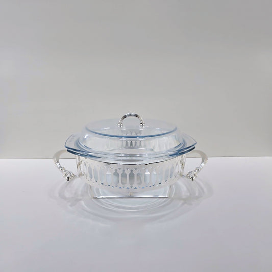 CD-7239 Glass Chafing Dish  Silver