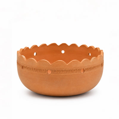 ABRW 6030 Terracotta Decorative Bowl 20 CM Scalloped Edge Design Siddiq Gifts