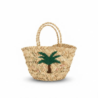 ABRW Handwoven Palm Leaf Jafeer Basket Small 22 × 20 × 15 cm Natural with Palm Tree Design Siddiq Gifts