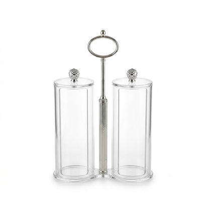 Acrylic Cawa Cup Holder 30CM Dual Acrylic Storage Container With Silver Stand Siddiq Gifts