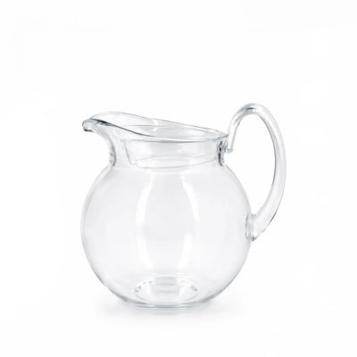 Elegant Clear Acrylic Globe Water Jug With Lid Featuring A Distinctive Rounded Design, Ideal For Serving Water, Juice, Iced Tea, And Refreshing Beverages At Siddiq Gifts.