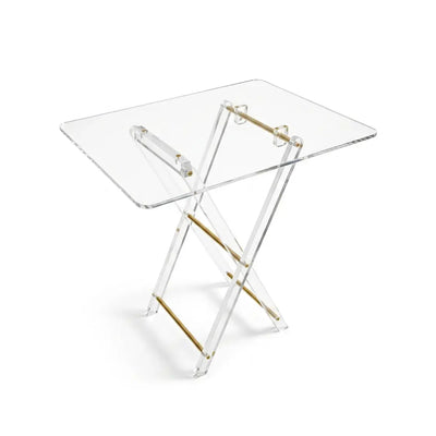 RF00600G Acrylic Folding Coffee Table Set 4 Pieces 50 × 40 × 50 cm Transparent Finish with Gold Accents Siddiq Gifts