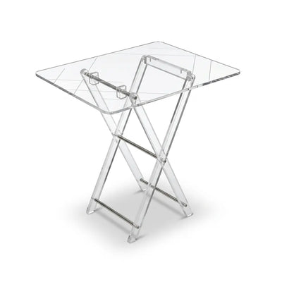 Acrylic Folding Coffee Table Set 4 Pieces Clear with Silver Accents Modern Design Siddiq Gifts