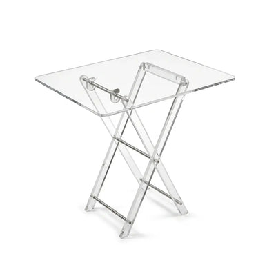 Acrylic Folding Coffee Table Set 4 Pieces Transparent Finish with Silver Accents Siddiq Gifts