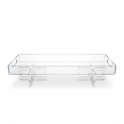 Acrylic Rectangular Serving Tray with Legs 60 × 22 × 13 cm Clear Siddiq Gifts