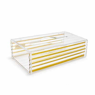 Acrylic Tissue Box 25 X 15 X 7 CM Gold Finish Siddiq Gifts