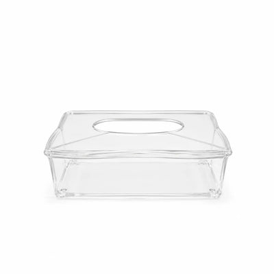 Elegant Clear Acrylic Tissue Paper Holder Measuring 27 × 15 × 8 Cm With A Sleek Transparent Design, Ideal For Living Rooms, Bedrooms, Offices, Majlis, And Guest Areas At Siddiq Gifts.
