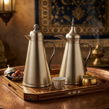 AFP-MN-MGRNT vacuum flask set 2 pieces 1L matt nickel thermal flasks with granite grey handle from Siddiq Gift Shop