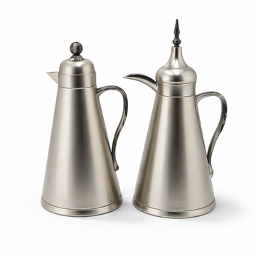 AFP-MN-MGRNT vacuum flask set 2 pieces 1L matt nickel thermal flasks with granite grey handle from Siddiq Gift Shop