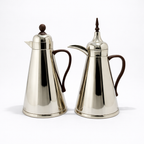 AFP-N-MDW Vacuum Flask Set – 2 Pieces (1L + 0.75L) – Polished Nickel with Dark Wood Handle