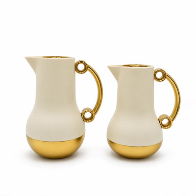 Al Saif Sealar Vacuum Flask Set 2 Pieces 0.75L And 1.0L Beige And Gold Siddiq Gifts
