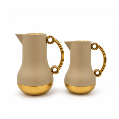 Al Saif Sealar Vacuum Flask Set 2 Pieces 0.75L And 1.0L Brown And Gold Siddiq Gifts