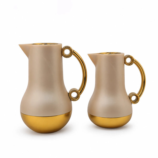 Al Saif Sealar Vacuum Flask Set 2 Pieces 0.75L And 1.0L Titanium And Rose Gold Siddiq Gifts