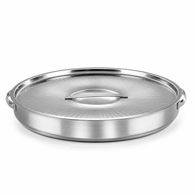 Almarjan Stainless Steel Breakfast Serving Tray With Lid 47 CM Silver Serving Set Siddiq Gifts