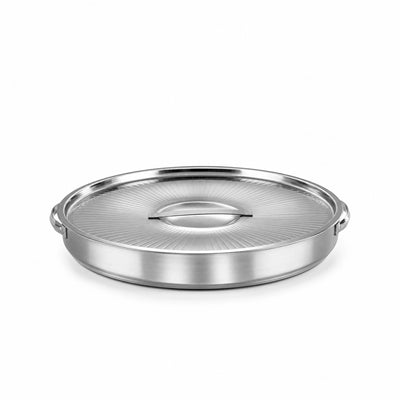 Almarjan Stainless Steel Breakfast Serving Tray With Lid 9 Piece 35 CM Silver Serving Set Siddiq Gifts