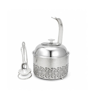 Almarjan Stainless Steel Chafing Dish 3L Silver with Serving Utensils by Siddiq Gifts