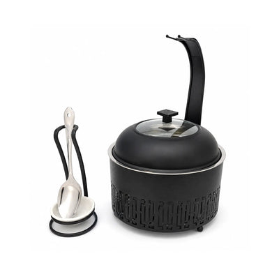 Almarjan Stainless Steel Chafing Dish 6.5L Matte Black with Serving Utensils by Siddiq Gifts