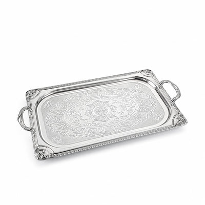 Almarjan Stainless Steel Serving Tray 50 × 32 CM Silver Siddiq Gifts