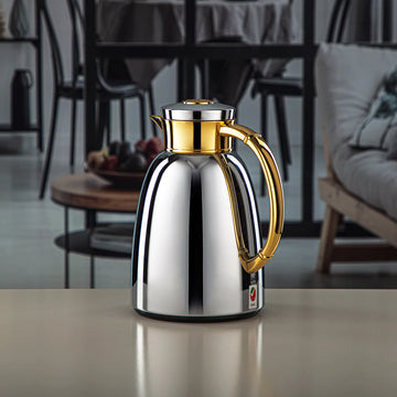 Almarjan Vacuum Flask 1.0L Silver And Gold Finish By Siddiq Gifts