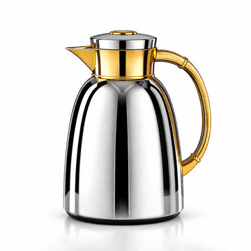 Almarjan Vacuum Flask 1.0L Silver And Gold Finish By Siddiq Gifts