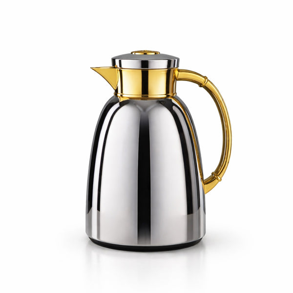 Almarjan Vacuum Flask 1.0L Silver And Gold Finish By Siddiq Gifts