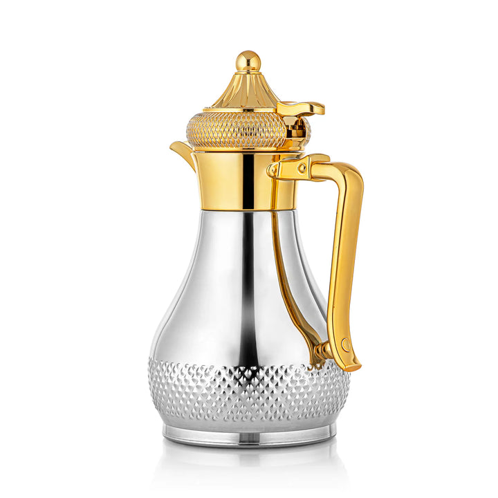 Almarjan Vacuum Flask 1L Silver Gold Tea Flask | Siddiq Gifts