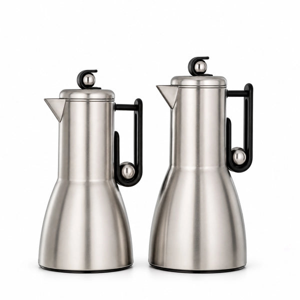 Almarjan Vacuum Flask Set 2 Piece 1.0L And 0.7L Nickel And Black Siddiq Gifts