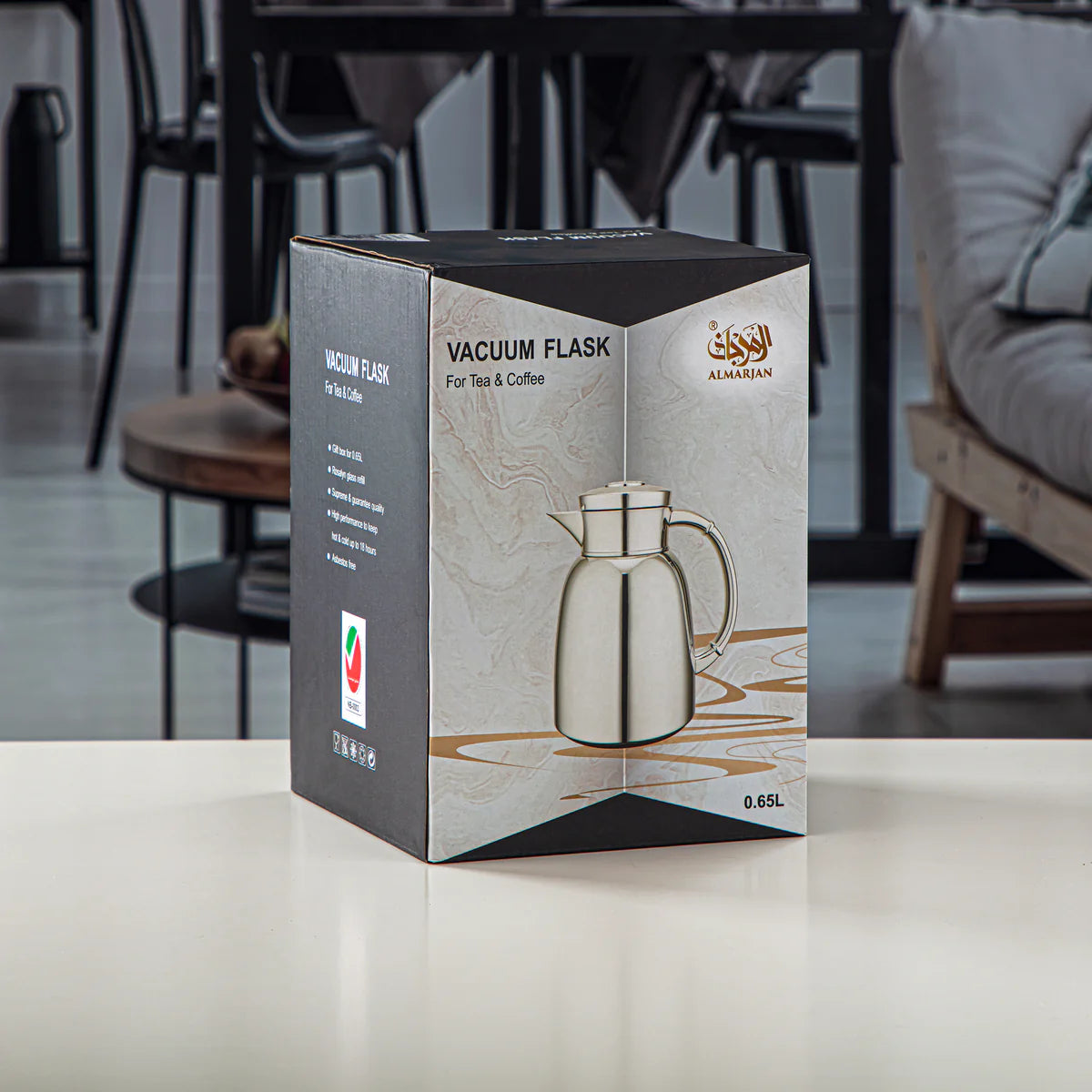 Almarjan Vacuum Flask Silver Finish By Siddiq Gifts